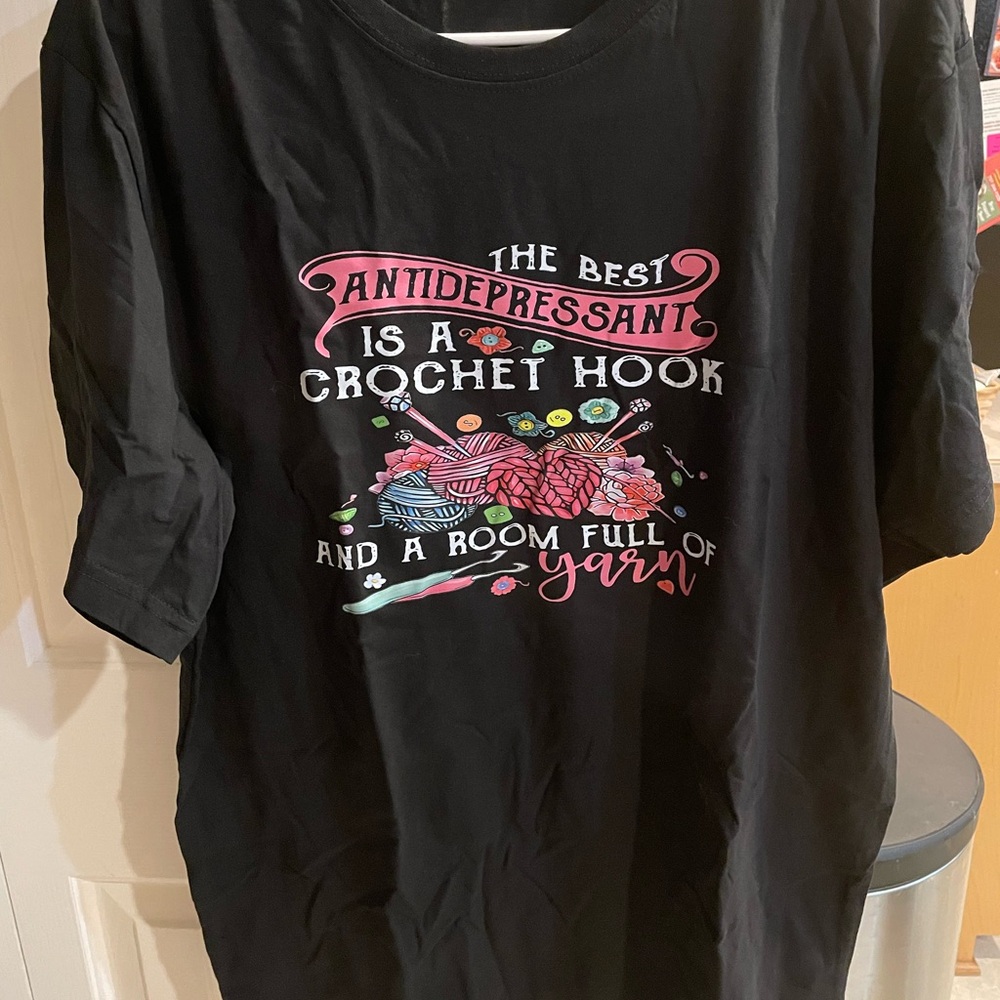 Black Graphic Tee - Crochet Hook Design